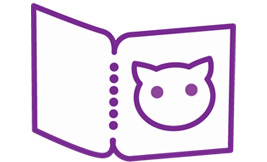 open book with cat face on the cover for education